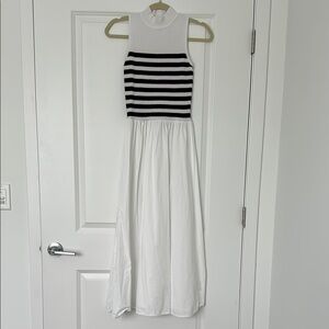 Striped Black and White Sleeveless Dress